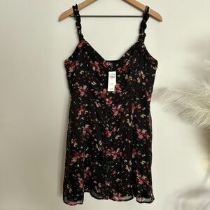 Abercrombie & Fitch Floral Button Front Ruffle Strap Dress